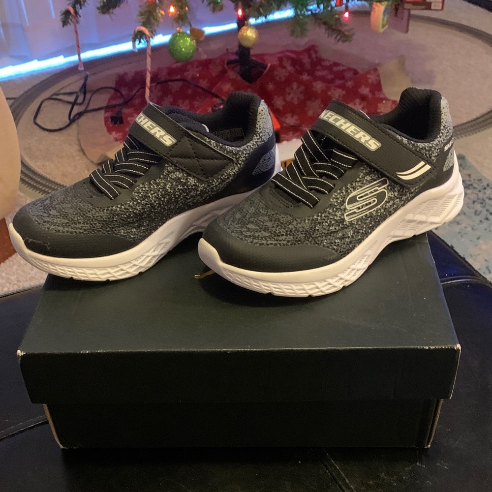 Skechers Kids' Charcoal and White Sneakers